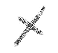 Kreuzanhänger "Kreuz mit schwarzen Zirkonia, Silber 925", silber, GIORGIO MARTELLO MILANO, Schmuckanhänger, Herren, 5,5cm, Silber 925 (Sterlingsilber) (88152231-0) silber
