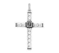 Kreuz-Anhänger GIORGIO MARTELLO MILANO "Kreuz, Pyramiden- + Kugeloptik, Zirkonia schwarz, Silber 925" Schmuckanhänger Gr. 6 cm, Silber 925 (Sterlingsilber), silberfarben (silber) Herren Anhänger (16027009-0)