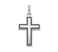 Giorgio Martello Milano Anhänger Kreuz, Rand Mit Kugeloptik, Silber 925 Silber, 4 Cm 925 Sterling Silber