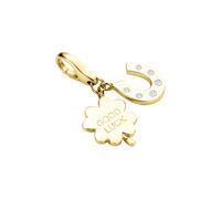 GIORGIO MARTELLO MILANO Charm Kleeblatt + Hufeisen mit Zirkonia, vergoldet, Silber 925, gold Gold
