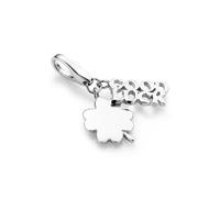 Giorgio Martello Milano Charm Kleeblatt und Schriftzug Good Luck, Silber 925 Onesize Damen
