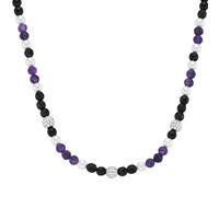 GIORGIO MARTELLO MILANO Collier mit Zirkonia, Steinkugeln und Muschelkern-Perlen, Silber 925, lila lila