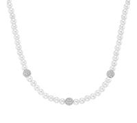 Giorgio Martello Milano Collier Mit Weißen Zirkonia Und Muschelkern-Perlen, Silber 925 Silber, 45 Cm 925 Sterling Silber