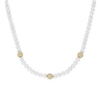 Giorgio Martello Milano - Collier mit Zirkonia und Muschelkern-Perlen, Silber 925 Ketten 1 ct Gold