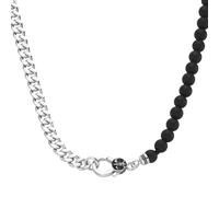 Collier GIORGIO MARTELLO MILANO "Panzerkette, schwarzer Achat oder Perle, Silber 925" Halsketten Gr. 55 cm, Silber 925 (Sterlingsilber), schwarz Herren Ketten ohne Anhänger (57985129-0)