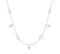 Giorgio Martello Milano Collier Süßwasser-Perlen und Zirkonia, Silber 925 Gold