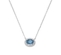 Giorgio Martello Milano - Collier Ziersteine, Zirkonia weiß, Silber 925 Ketten 1 ct Blau