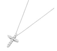 Kette mit Anhänger GIORGIO MARTELLO MILANO "Kreuz Zirkonia, Silber 925" Halsketten Gr. 45 cm, Silber 925 (Sterlingsilber), weiß Damen Ketten mit Anhänger (19053910-0)