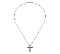 Giorgio Martello Milano - Kette mit Anhänger Kreuz, schwarze Spinelle, Silber 925 Ketten 1 ct Schwarz (88.99 € / 1 ct)