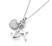 GIORGIO MARTELLO MILANO Kette mit Anhänger mit Symbolen für Glaube, Liebe, Hoffnung, Silber 925, silberfarben