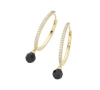 Paar Creolen GIORGIO MARTELLO MILANO "mit schwarzen Achat-Kugeln und Zirkonia, Silber 925" Ohrringe Gr. Silber 925 (Sterlingsilber), goldfarben (gold) Damen Creolen (23577844-0)