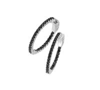 Giorgio Martello Milano Klappcreolen mit schwarzen Zirkonia, Silber 925 2,5 cm