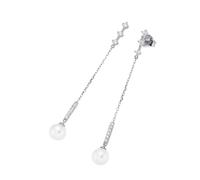 Giorgio Martello Milano Ohrhänger mit Süßwasser-Perlen und Zirkonia, Silber 925