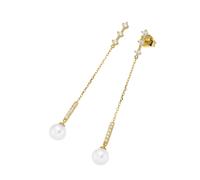 Giorgio Martello Milano Ohrhänger mit Süßwasser-Perlen und Zirkonia, Silber 925 Gold