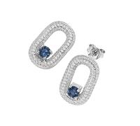Giorgio Martello Milano Ohrstecker mit Zirkonia und Kristallsteinen, Silber 925 2 cm Blau