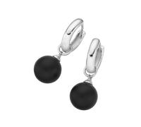 GIORGIO MARTELLO MILANO Creolen Behang schwarze Achat-Kugeln oder weiße Perlen, Silber 925, schwarz schwarz