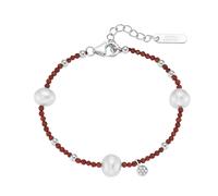 Giorgio Martello Milano - Armband mit Süßwasser-Perlen und Ziersteinen, Silber 925 Armbänder & Armreife 1 ct Silber
