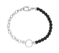 Armband GIORGIO MARTELLO MILANO "mit schwarzen Achat-Kugeln und Zirkonia, Silber 925" Armbänder Gr. 19 cm, Silber 925 (Sterlingsilber), silberfarben (silber) Damen Armbänder Silber (91578440-0)