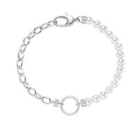 GIORGIO MARTELLO MILANO Armband mit weißen Muschelkern-Perlen und Zirkonia, Silber 925, silber silber