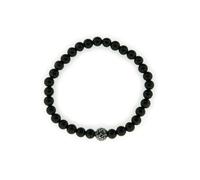 Giorgio Martello Milano - Trendiges Stretcharmband mit Achat Steinkugeln Optimismus und grauen Kristallsteinen