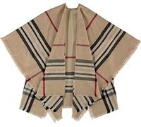 Giorgio Rimaldi® Poncho Damen Kariert - Hochwertiges Cape Aus Reinem Polyacryl - Wärmend & Hautfreundlich - Ideales Winter Accessoire - 120x150cm Beige