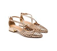 GIOSEPPO Ballerinas aus geflochtenem Leder, glänzend, Platinfarben, 40 EU