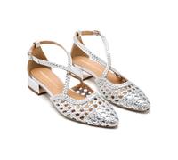 GIOSEPPO Ballerinas aus geflochtenem Leder, glänzend, silber, 38 EU
