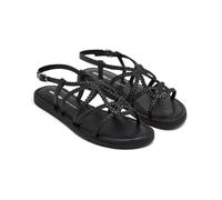 GIOSEPPO Flache Sandalen aus geflochtenem Leder, Orland, Schwarz, 38 EU