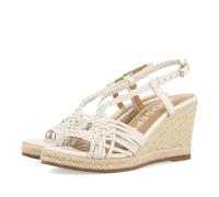 GIOSEPPO GLIDE Damen-Sandalen aus weißem Leder mit Riemen und hohem Keilabsatz aus Jute, weiß, 39 EU