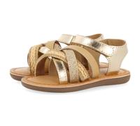 GIOSEPPO ILOK Baby-Sandalen aus weißem Leder mit Raffia-Stickerei, Glitter und metallischen Akzenten, gold, 20 EU