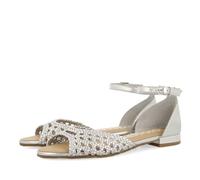 GIOSEPPO Maupin Ballerinas mit offener Zehenpartie, Leder, geflochten, Verschluss mit Armband für Damen, silber, 36 EU