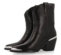 GIOSEPPO Roslyn Damen-Stiefel im Cowboy-Stil, Schwarz mit Metalldetails an der Spitze und Ferse, Schwarz, 36 EU