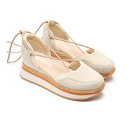 GIOSEPPO Sneaker mit offener Plateausohle aus Leder und Raphia Chittenden, beige, 36 EU