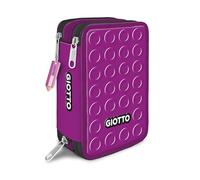 Giotto Fila Federmäppchen für die Schule mit 3 Fächern 3 Reißverschlüssen Kollektion Stilnovo, violett, Federmäppchen mit 3 Fächern