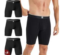 Giovici Boxershorts Herren Lang Bambus, Anti-scheuern und Atmungsaktiv, Ideal für Sport und Alltag, samtweich, kein Aufrollen, Unterhosen Männer im Multipack (3er Pack, Schwarz mit Eingriff, XXL)