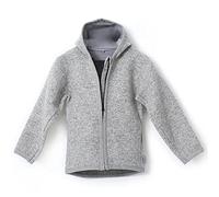 gipfelsport Walkjacke aus 100% Schurwolle - Wolljacke für Kinder, Baby | Merino Wollwalk Jacke mit Reißverschluss aus Wollfleece, Merinowolle | Grau, 98/104