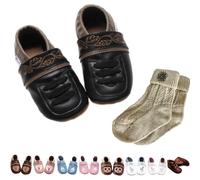Gipfli Alpines Set: Baby Trachtenschuhe in Schwarz & Trachtensocken in Beige Gr. 16/17