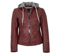 Gipsy by Mauritius - Damen Lederjacke Lammnappa Kapuze dunkelrot : XS