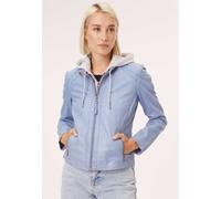 Gipsy by Mauritius - Damen Lederjacke Lammnappa Kapuze light blue : M