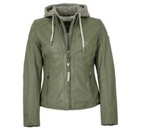 Gipsy by Mauritius - Damen Lederjacke Lammnappa Kapuze salbei grün : S
