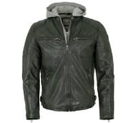 Gipsy by Mauritius - Herren Lederjacke Kapuze Lammnappa dunkelgrün : 3XL