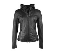 Gipsy Damen Lederjacke Cacey in black mit Kapuze Schwarz S
