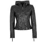 Gipsy - Damen Lederjacke Bikerjacke Lammnappa Kapuze schwarz : XXL