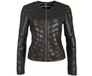 Gipsy Damen Lederjacke GGSuri in black mit Mesh-Einsätzen Schwarz 3XL