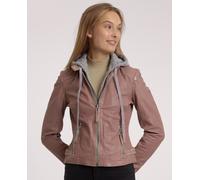 Gipsy - Damen Lederjacke Lammnappa Kapuze dusty pink : XS