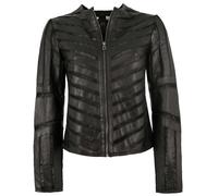 Gipsy - Damen Lederjacke Lammnappa Materialmix schwarz : 4XL