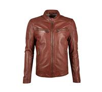 Gipsy Herren Biker Lederjacke mit Stehkragen und Steppung an Schulter und Oberarm - GBDerry LAORV (XL, Dark Cognac)