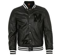 Gipsy - Herren Echtleder Lederjacke Collegejacke Blouson Lammnappa schwarz-weiß Größe M