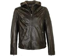 Gipsy - Herren Lederjacke Lammnappa Bikerjacke Kapuze Dunkelbraun Pflanzlich gegerbt Größe XX-Large