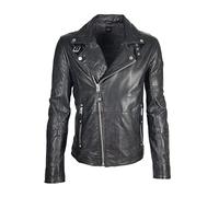 Lederjacke mit Reißverschlusstaschen Modell 'Mavric' M men Black